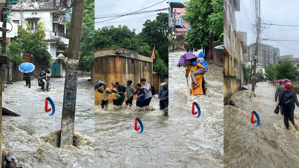 रांची भारी बारिश से बाढ़ जैसे हालात, कई इलाकों में पानी का तेज बहाव, तस्वीरों में देखिये हालात