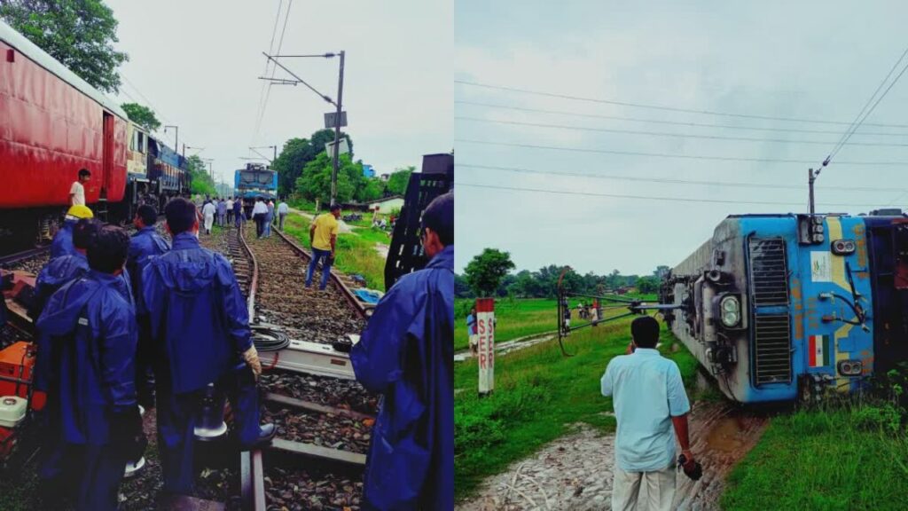 रांची के मुरी में रेल हादसाः मालगाड़ी के दोनों इंजन हुई डिरेल, एक जमीन पर पलटा