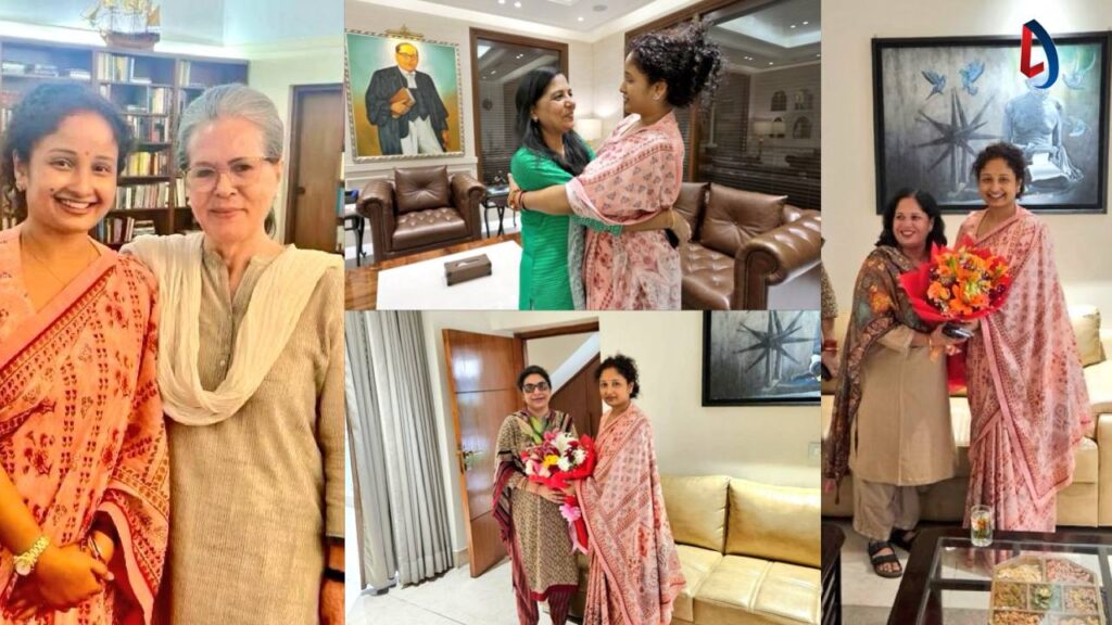kalpan soren with sonia gandhi, sunita kejriwal, seema sisiodia, anita singh