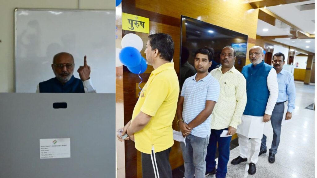 Jharkhand के राज्यपाल सीपी राधा कृष्णन ने कतार में लगकर किया मतदान, मुख्यमंत्री ने संवैधानिक अधिकार की रक्षा के लिए की वोट की अपील