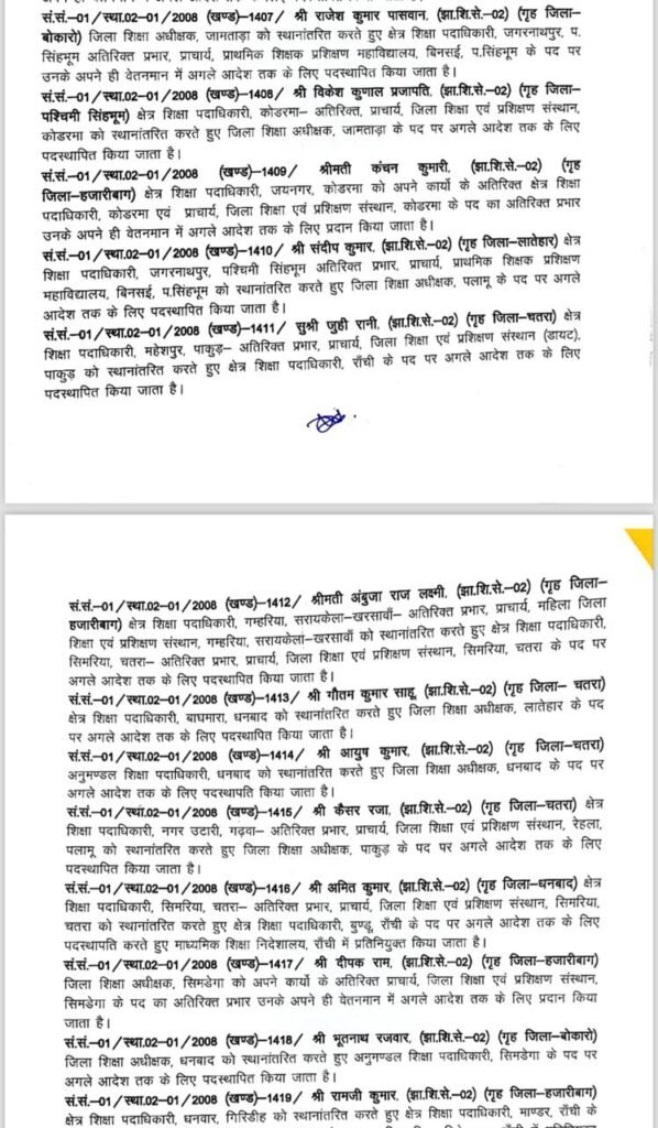 झारखंड में बड़े पैमाने पर JES का तबादला, स्कूली शिक्षा एवं साक्षरता विभाग ने जारी की अधिसूचना 4 38e58efc 0e9f 4dfc 82f4 2964f4bdf400