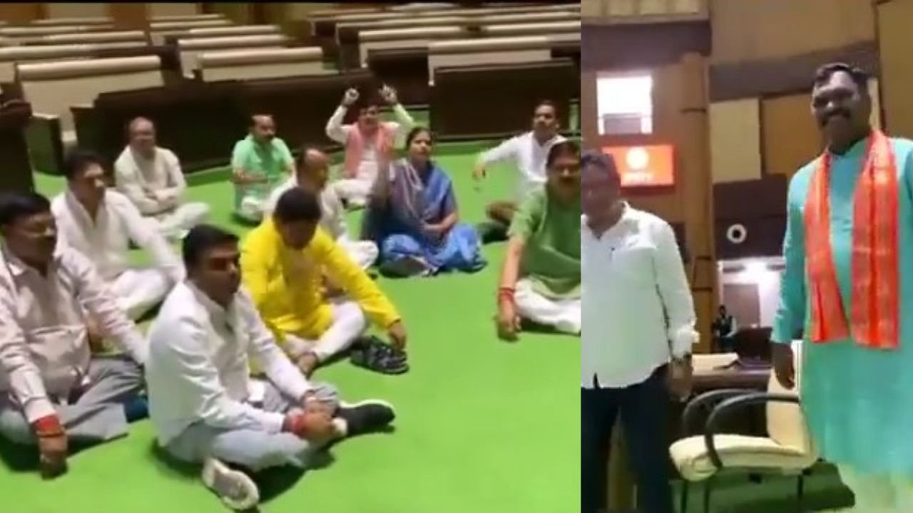 मुख्यमंत्री के जवाब की मांग को लेकर बीजेपी के विधायक सदन स्थगित होने के बाद विधानसभा में धरने पर बैठे, सत्ता पक्ष ने बताया लोकतंत्र का काला अध्याया
