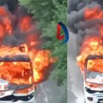 तेज रफ्तार बस से कुचलकर युवक की मौत, आक्रोशित लोगों ने पीट-पीट कर ड्राइवर की ले ली जान, बस को कर दिया आग के हवाले