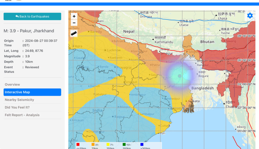Earthquake in Pakrur Jharkhand