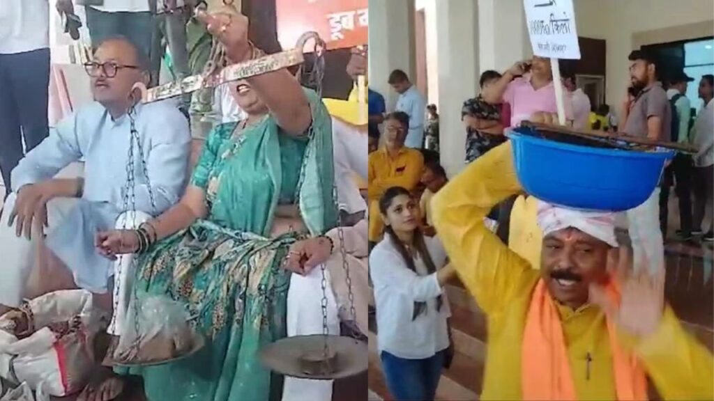 झारखंड में बालू की बढ़ी कीमतों को लेकर BJP का अनोखा प्रदर्शन, विधानसभा के अंदर तराजू लेकर बेचने लगे 1000 रूपये किलो बालू