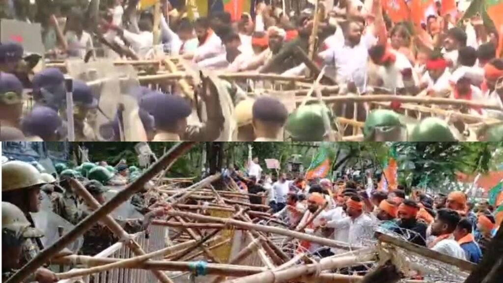 बीजेपी के युवा आक्रोश रैली के बाद हुए सीएम हाउस घेराव के दौरान लाठीचार्ज, पुलिस ने किया वाटर केनन का इस्तेमाल और छोड़े आंसू गैस के गोले