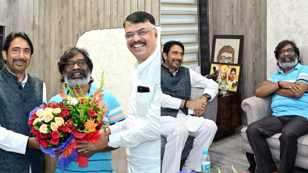 कांग्रेस प्रभारी गुलाम अहमद मीर और प्रदेश अध्यक्ष राजेश ठाकुर ने मुख्यमंत्री हेमंत सोरेन से की मुलाकात