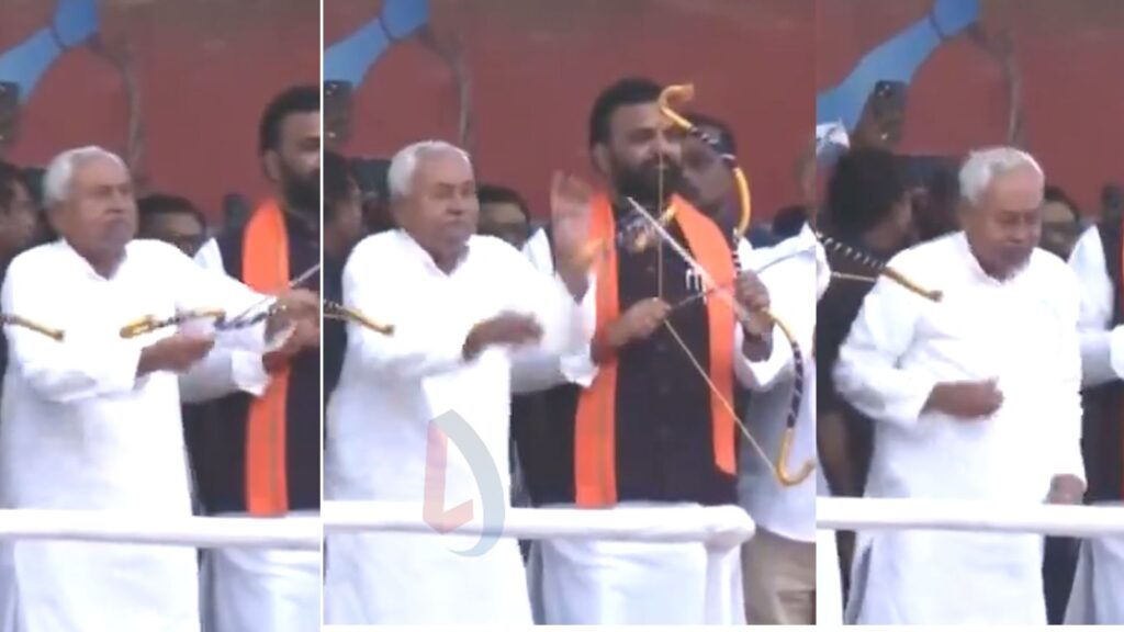 नीतीश कुमार को ये क्या हो गया है, रावण दहन कार्यक्रम में किया बच्चों की हरकत! चलने से पहले ही तीर हो गया फुस्स