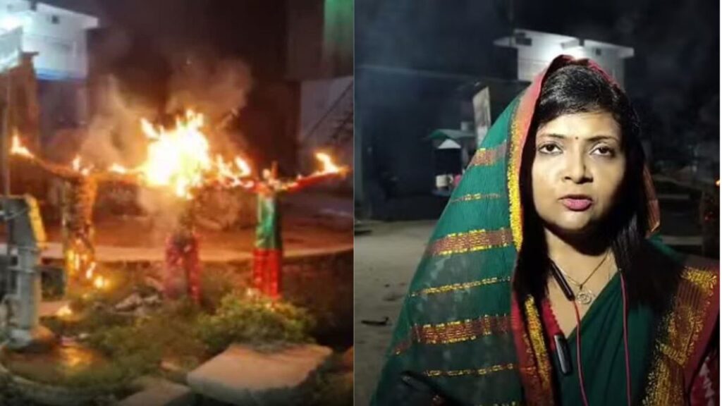 रावण की जगह पति की तस्वीर लगाकर किया पुतले का दहन, पत्नी बोली मेरा पति रावण है