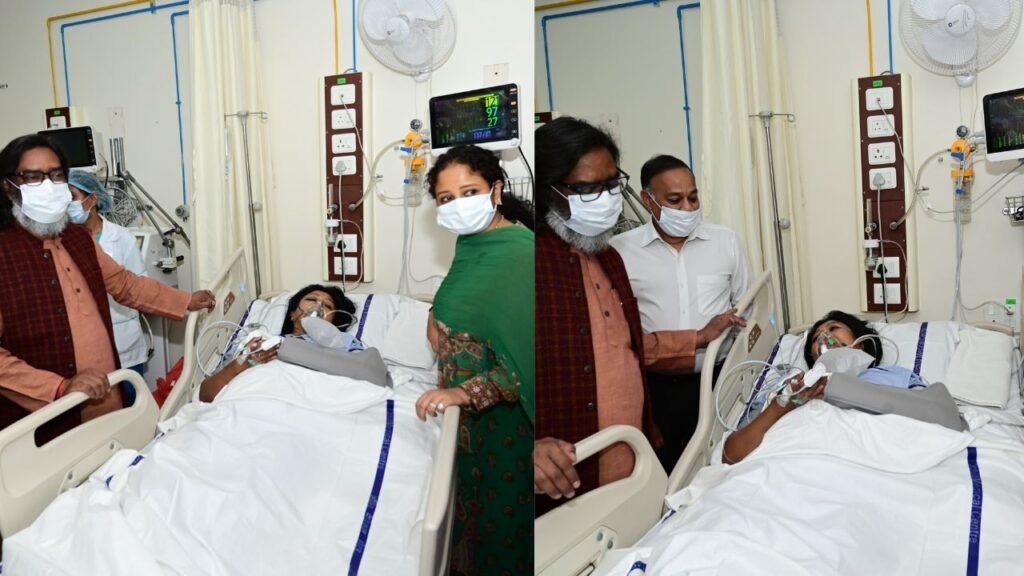 हेमंत सोरेन और कल्पना सोरेन ने आर्किड अस्पताल जाकर सड़क हादसे में घायल सांसद महुआ माजी के स्वास्थ्य का जाना हाल