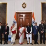 The Union Minister for Finance and Corporate Affairs, Smt. Nirmala Sitharaman along with the Ministers of State for Finance, Shri Pankaj Chaudhary as well as her Budget Team/senior officials of the Ministry of Finance arrived at the Parliament House to present the Union Budget 2025, in New Delhi on February 01, 2025.