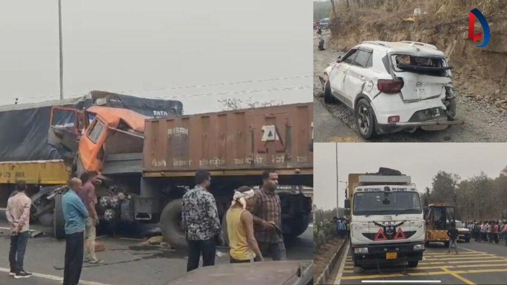 रामगढ़ के चुटूपालू घाटी में भीषण सड़क हादसा, दो टेलर, कार और बाइक की टक्कर, एक की मौत, पांच घायल