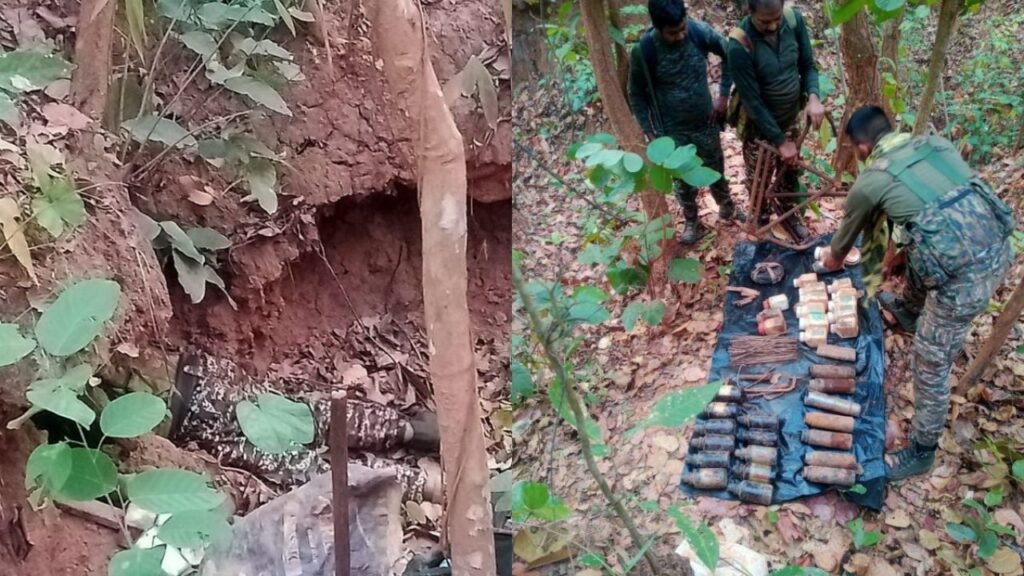 नक्सलियों की एक बड़ी साजिश फिर हुई नाकाम, नक्सली डंप किया गया ध्वस्त, गोला-बारूद बरामद