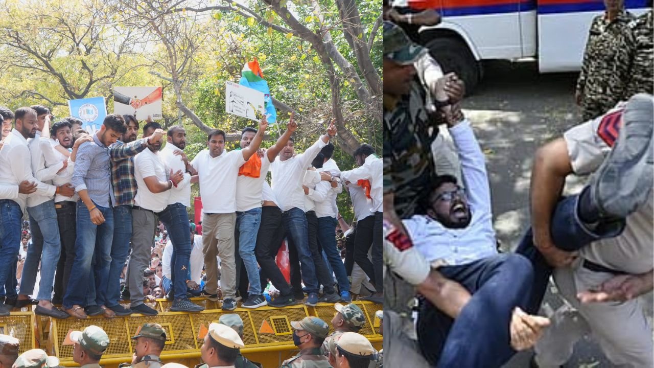 NSUI ने न्यू एजुकेशन पॉलिसी, UGC ड्रॉफ्ट वापस लेने, पेपर लीक को लेकर दिल्ली में किया प्रदर्शन, राहुल गांधी भी हुए शामिल