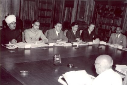 A conference on census being addressed by Sardar Vallabhbhai Patel, Deputy Prime Minister of India [Year-1950]