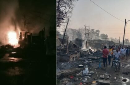 बोकारो रेलवे स्टेशन के पास लगी भीषण आग, 17 दुकानें जलकर हुई खाक