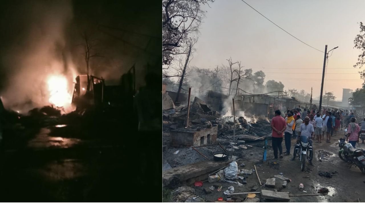 बोकारो रेलवे स्टेशन के पास लगी भीषण आग, 17 दुकानें जलकर हुई खाक