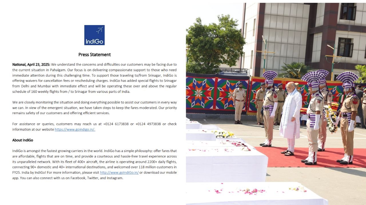 After Pahalgam terror attack, IndiGo announced special flights and discounts, relief to passengers