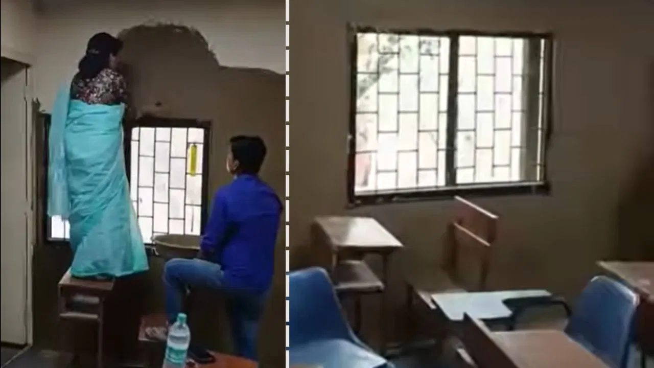 गर्मी से राहत के लिए गोबर से स्कूल की दीवार को लीपा, कॉलेज प्रिंसिपल का VIDEO हो रहा है वायरल