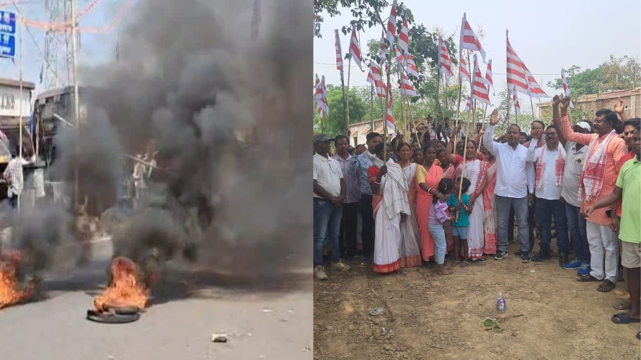 रांची के पिठोरिया में सरहुल शोभा यात्रा पर हुए हमने के खिलाफ प्रदर्शन, आदिवासी समाज के लोगों ने बाजार कराया बंद, आगजनी कर सड़क को किया जाम