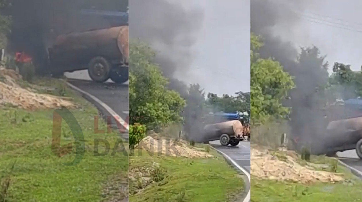 देवघर में सड़क दुर्घटना के बाद बवाल, क्रशर प्लांट के गोदाम और ट्रैक्टर को लगाई आग