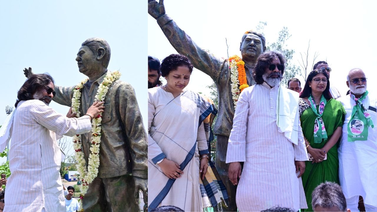 झारखंड आंदोलनकारी दुर्गा सोरेन के पुण्यतिथि पर मुख्यमंत्री हेमंत सोरेन ने किया प्रतिमा पर माल्यार्पण, कल्पना सोरेन के साथ थी स्मारक पर श्रद्धांजलि