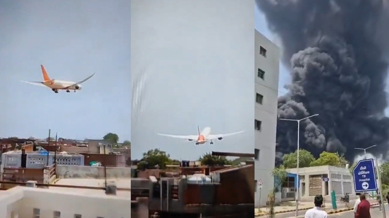 अहमदाबाद में बड़ा विमान हादसा, एयर इंडिया का विमान क्रैश, 242 यात्री थे सवार, देखे क्रैश का LIVE वीडियो
