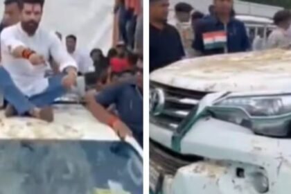 चिराग पासवान के साथ सेल्फी लेने की लगी होड़, केंद्रीय मंत्री की गाड़ी हो गई क्षतिग्रस्त