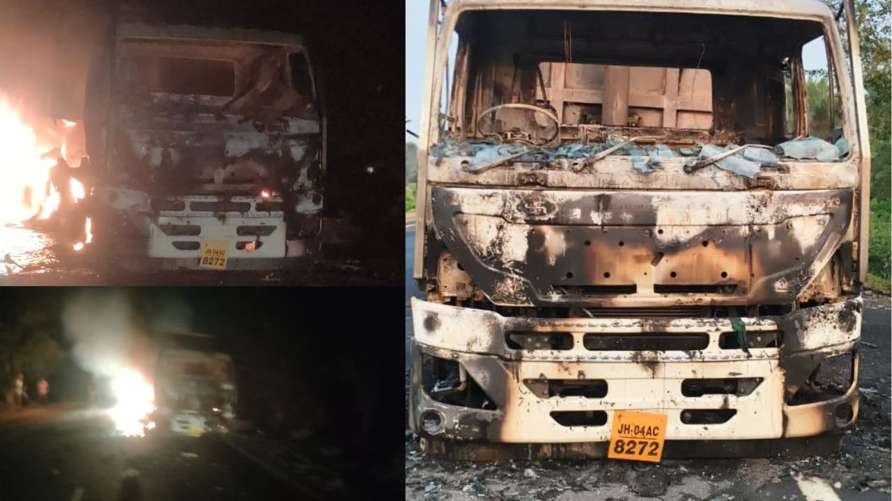 गोड्डा में बदमाशों का तांडव, बुधवार देर रात हाइवा में लगाई आग