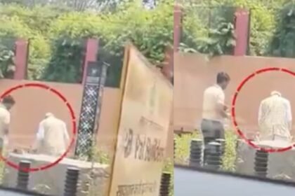 पूर्व मुख्यमंत्री स्कूल की दीवार पर कर रहे थे पेशाब, कैमरे में हुआ कैद, विपक्ष ने घेरा