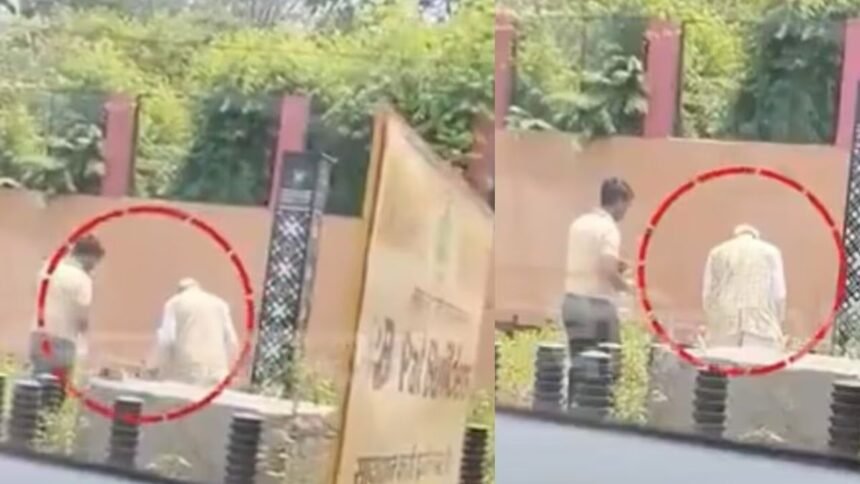 पूर्व मुख्यमंत्री स्कूल की दीवार पर कर रहे थे पेशाब, कैमरे में हुआ कैद, विपक्ष ने घेरा