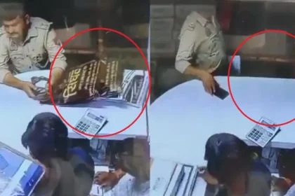 कपड़ा चोरी करते पकड़ा गया दारोगा, CCTV में कैद हुई वारदात, एक के बाद एक दुकान से उठाया कपड़े का थैला