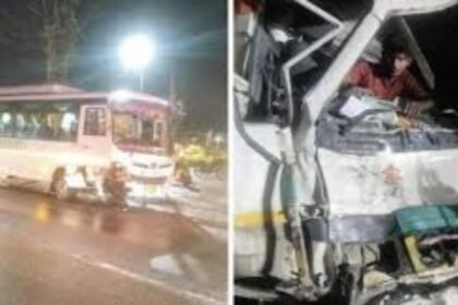 रांची के नामकुम में बस और ट्रक की टक्कर, तीन घायल, केबिन में फंसा ट्रक चालक