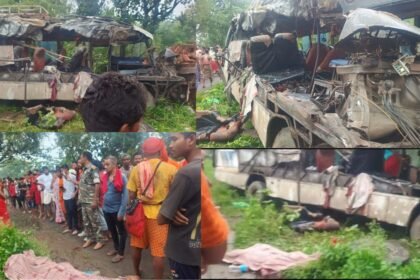 देवघर में भीषण सड़क हादसा, कांवरियों से भरी बस और ट्रक में जोरदार टक्कर, 5 श्रद्धालुओं की मौत, कई घायल
