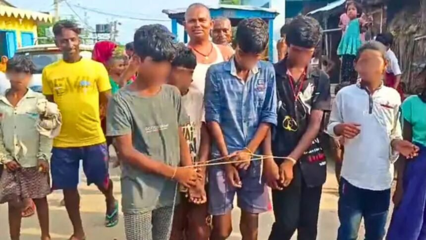 मटर चोरी के आरोप में चार मासूम के साथ शर्मनाक हरकत, दबंगों ने हाथ-पैर बांधकर गांव में घुमाया