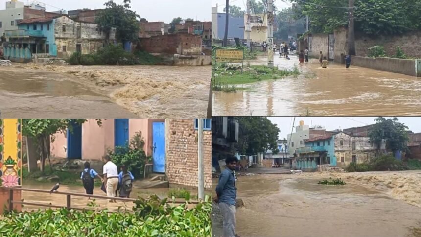 झारखंड से 1.15 लाख क्यूसेक पानी छोड़े जाने के बाद नालंदा के नदियां उफान पर, कई जगह तटबंध टूटे बाढ़ के हालात 1 झारखंड से 1.15 लाख क्यूसेक पानी छोड़े जाने के बाद नालंदा के नदियां उफान पर, कई जगह तटबंध टूटे बाढ़ के हालात