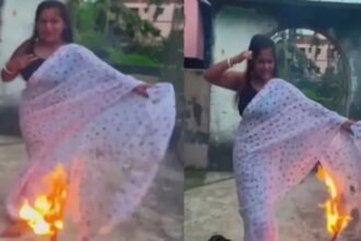 रील की जानलेवा सनक, महिला ने साड़ी में लगा ली आग, जलते पल्लू संग किया डांस