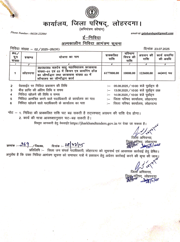 टेंडर की शर्तें अचानक बदलने से नाराज संवेदक, लोहरदगा डीसी के सामने पेश किया गड़बड़ियों के सबूत 2 Screenshot 2025 08 28 at 7.09.49 PM