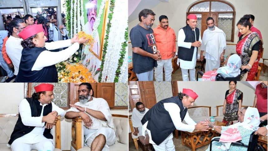 शिबू सोरेन को श्रद्धांजलि देने नेमरा पहुंचे अखिलेश यादव, हेमंत सोरेन के परिवार से मिलकर जताई शोक संवेदना