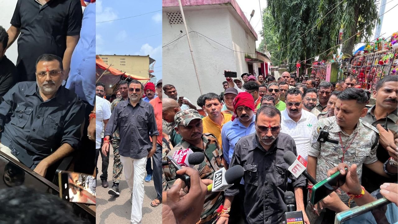 निशिकांत दुबे देवघर मंदिर में VVIP दर्शन मामले को लेकर गिरफ्तारी देने पहुंचे, कहा-क्या FIR करने वाला राहुल-हेमंत के दामाद हैं