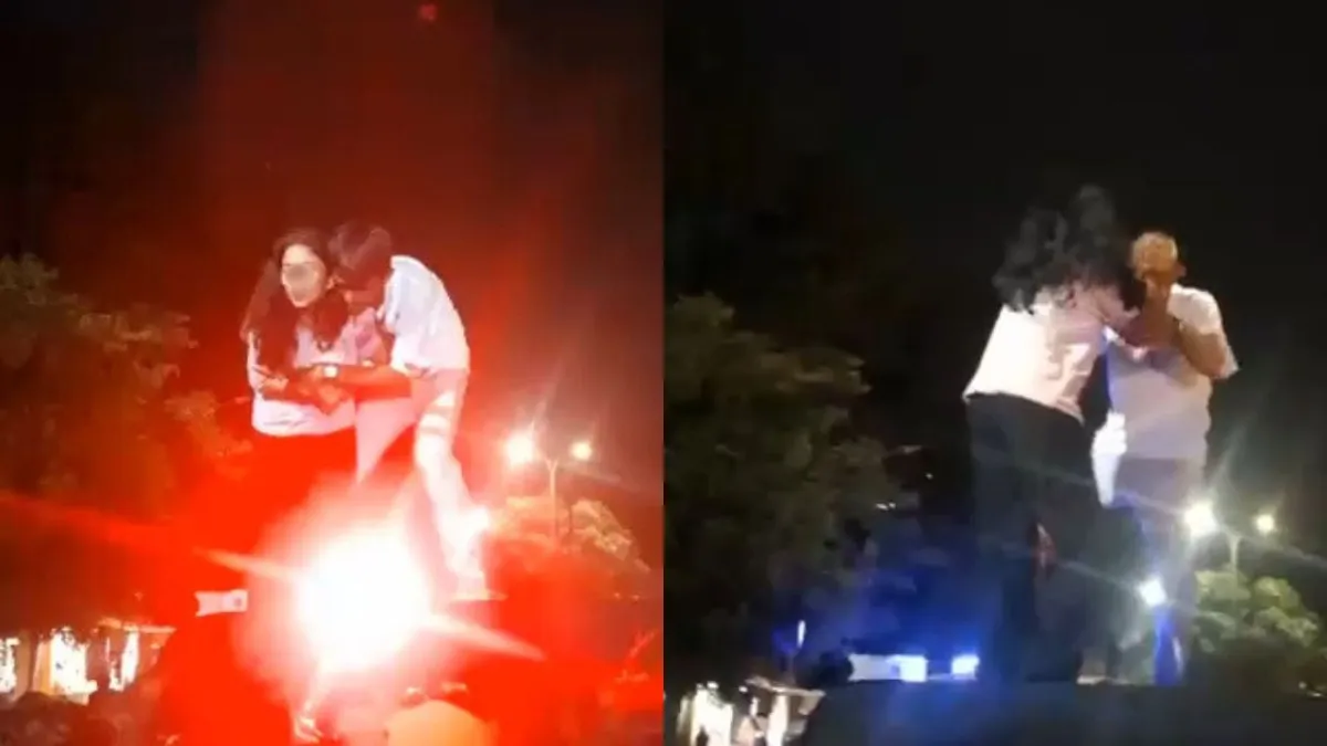 कोटा में ब्वॉयफ्रेंड-गर्लफ्रेंड का हाईवोल्टेज ड्रामा, पुलिस की जीप पर चढ़कर करने लगे इश्क, सोशल मीडिया पर लोग निकाल रहे हैं भड़ास