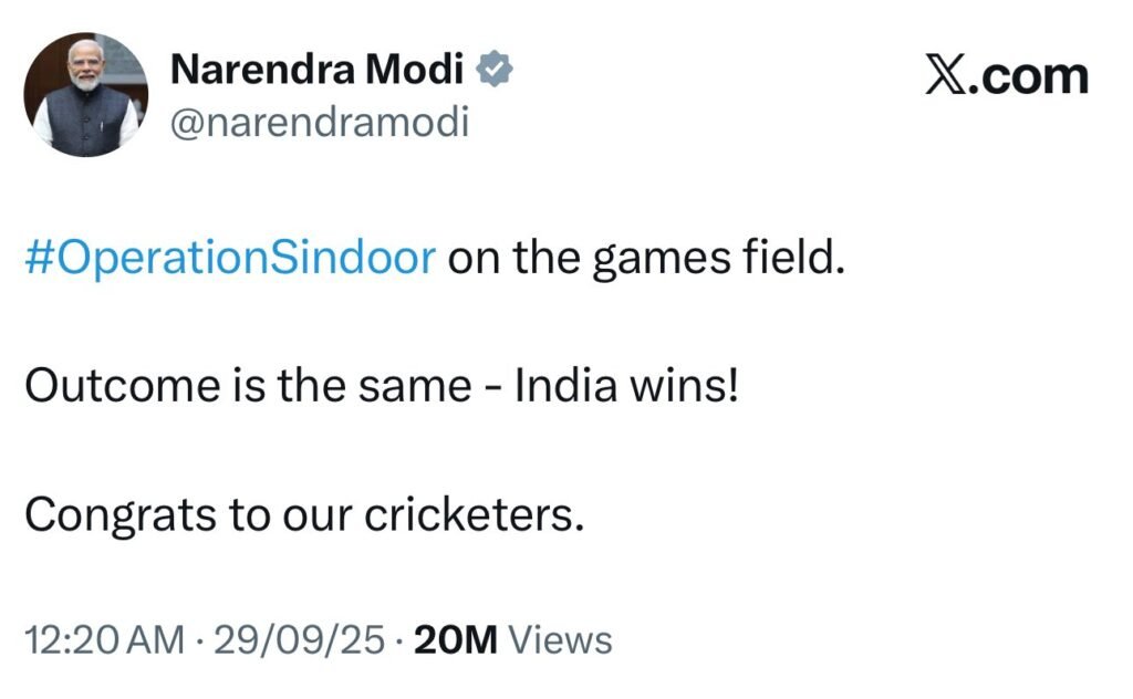 पाकिस्तान के खिलाफ भारत की जीत को पीएम मोदी ने ऑपरेशन सिंदूर से जोड़ा, ख्वाजा आरिफ ने कहा-खेल की संस्कृति नष्ट, सुलह की उम्मीद खत्म 2 G1 p 5LXkAE3n87