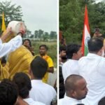 महात्मा गांधी की प्रतिमा पर BJP का टोपी-झंडा शुरू हुआ विवाद, तेजप्रताप यादव ने मूर्ति को दूध और गंगाजल से धोकर किया शुद्ध