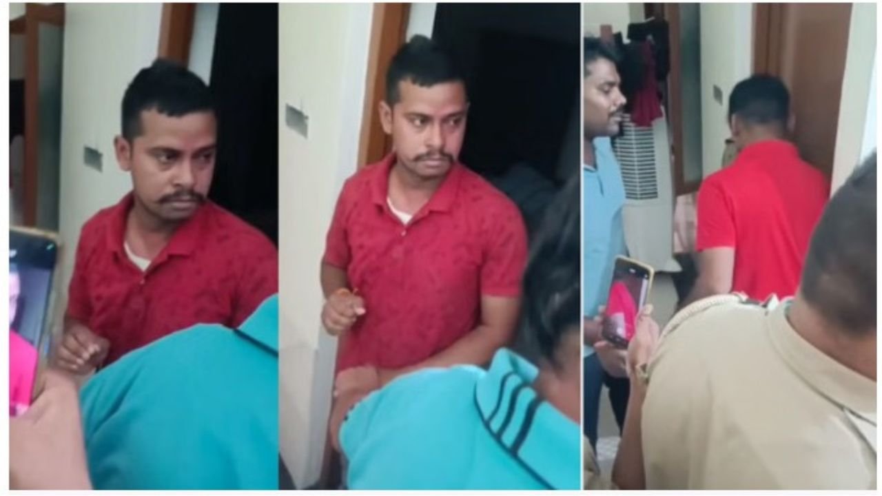 कमरे में प्रेमी के साथ मस्ती कर रही थी महिला सिपाही, कांस्टेबल पति ने रंगे हाथ पकड़ा, खूब हुआ ड्रामा, देखिये VIDEO