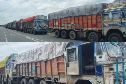 बिहार-झारखंड बॉर्डर पर लगी सैकड़ों ट्रकों की लाइन, अवैध कोयला लदी गाड़ियों को रोके जाने से लगा लंबा जाम