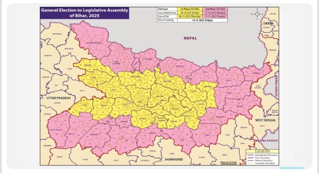 बिहार विधानसभा चुनाव की घोषणा, दो चरणों में होगा मतदान,14 नवंबर को होगी वोटों की गिनती 4 G2kpDTCaQAATFre