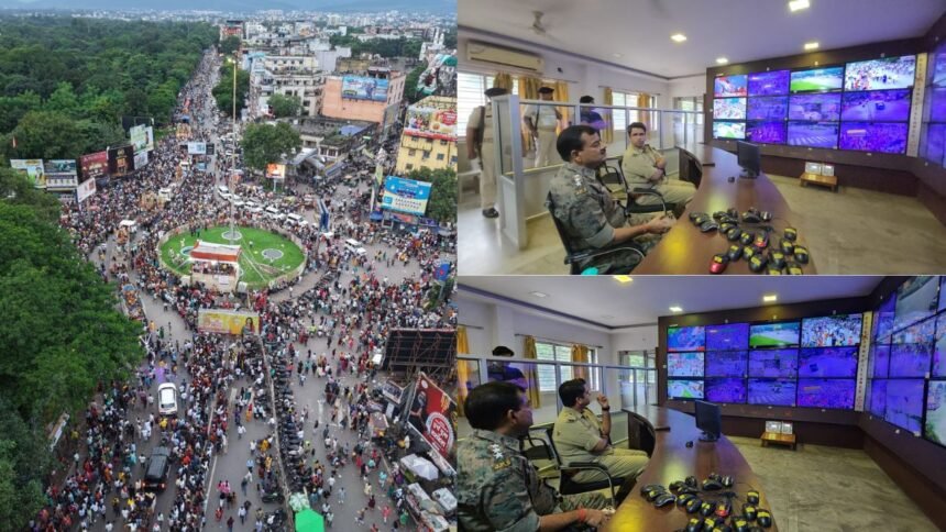 दुर्गा पूजा विसर्जन पर जमशेदपुर सिटी एसपी की पैनी नजर, कंट्रोल रूम में बैठ कर की निगरानी, ड्रोन कैमरे से जुलूस की मॉनिटरिंग