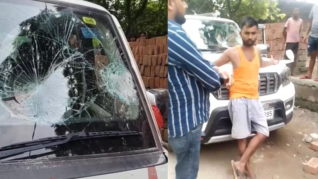 प्रशांत किशोर की पार्टी के प्रत्याशी के काफिले पर हमला, पथराव में स्कार्पियो का शीशा टूटा