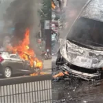 जमशेदपुर में चलती कार में लगी आग, चाल लोगों ने कूदकर बचाई जान