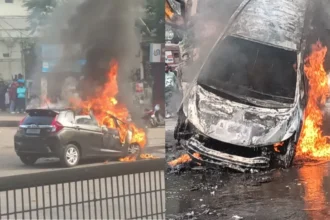 जमशेदपुर में चलती कार में लगी आग, 4 लोगों ने कूदकर बचाई जान 27 जमशेदपुर में चलती कार में लगी आग, चाल लोगों ने कूदकर बचाई जान